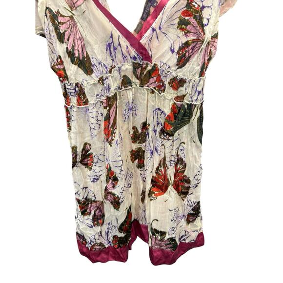 NWT Hale Bob Silk Butterfly Print Dress Pink Trim Size M Boho Resort Style - Picture 4 of 11